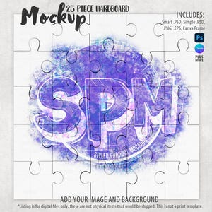 Dye sublimation glossy hardboard 25 piece square jigsaw puzzle Mockup | Add your own image and background