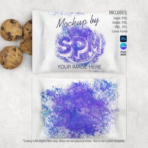 Chocolate chip mini cookie wrapper party favor Mockup | Add your own image and background | Canva frame mockup
