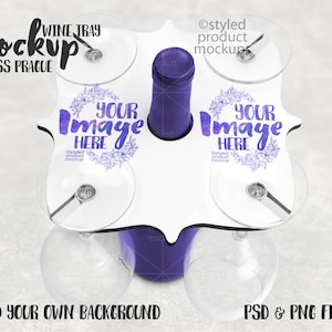 Dye sublimation Prague shaped wine tray caddy mockup | Add your own image and background