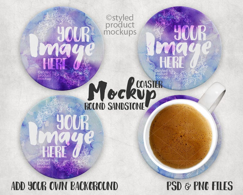Download Round Sandstone coaster mockup template Add your own image ...