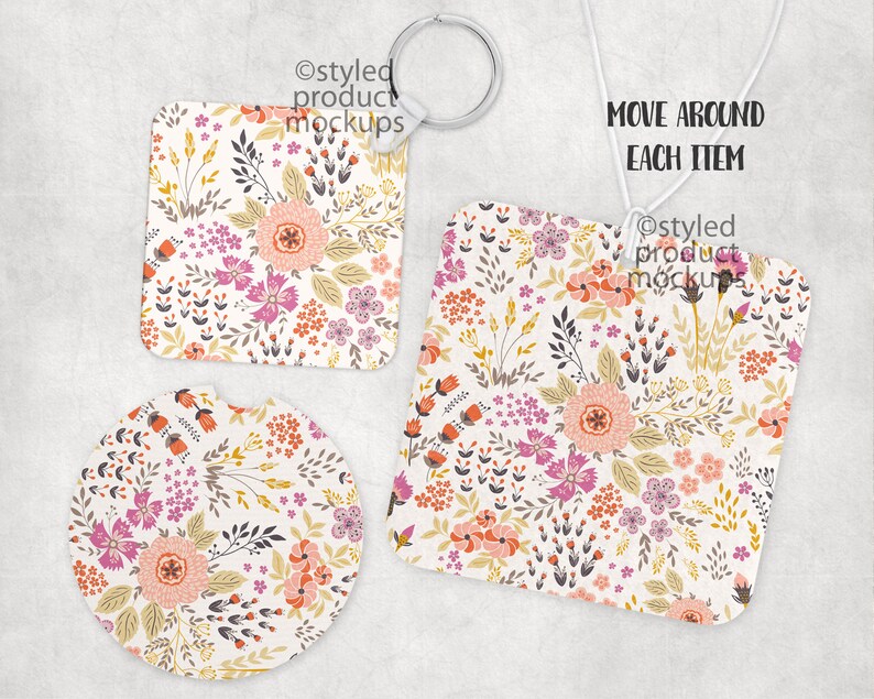 Download Dye sublimation car gift set with coaster air freshener ...