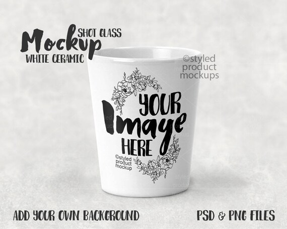 Download White Ceramic Sublimation Shot Glass Template Mockup Add Etsy
