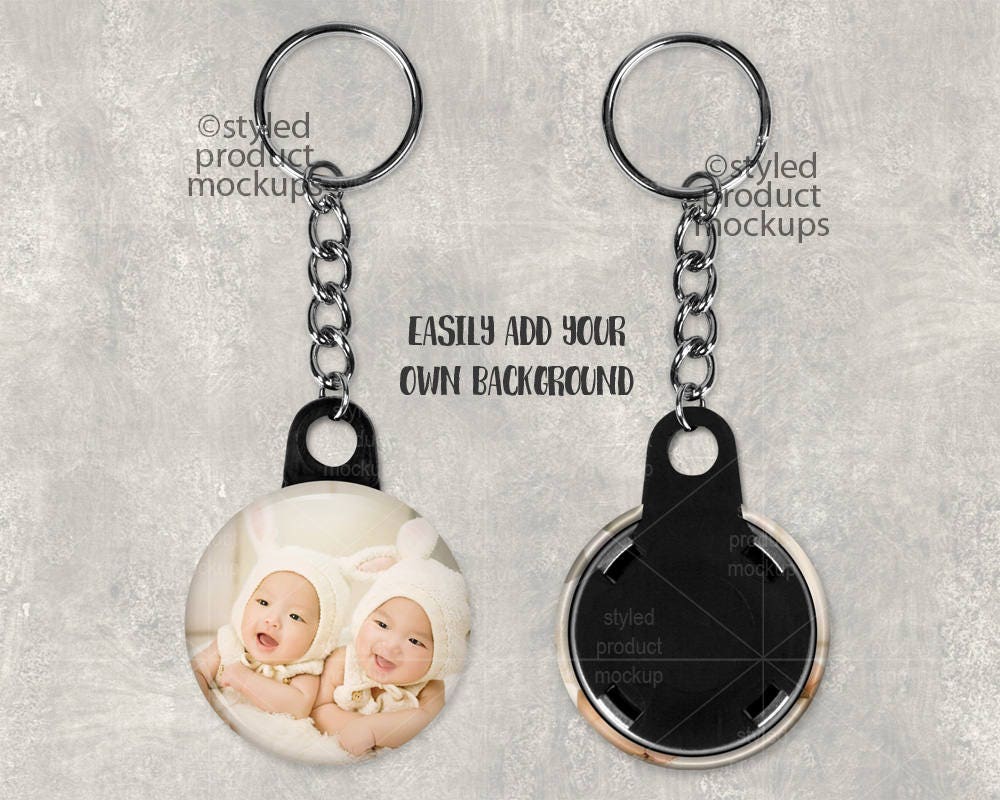 Button Keychain Mockup Template With Front and Back View | Add Your Own ...