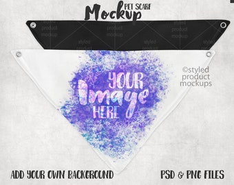 Dye sublimation triangle pet bandana with snaps Mockup | Add your own image and background