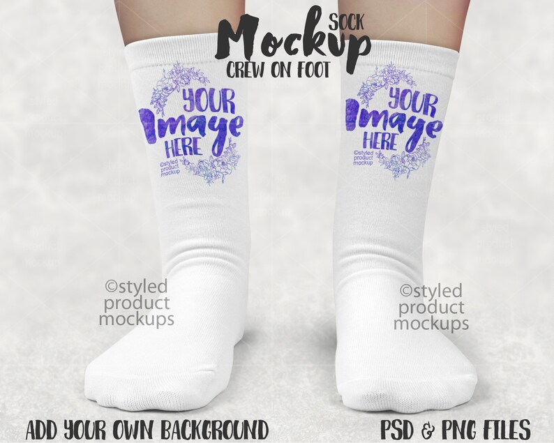 Download Dye sublimation crew sock on foot mockup Add your own ...