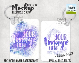 Dye sublimation Rectangle keychain Mockup | Add your own image and background | canva frame mockup