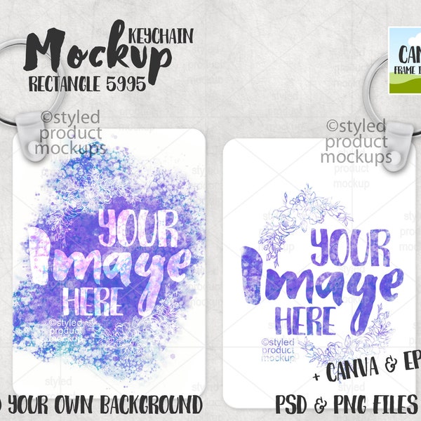 Dye sublimation Rectangle keychain Mockup | Add your own image and background | canva frame mockup