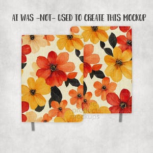 May include: Two notebooks with a floral design. The design features orange, red, and yellow flowers with black leaves on a cream background. The text "AI WAS -NOT- USED TO CREATE THIS MOCKUP" is at the top.