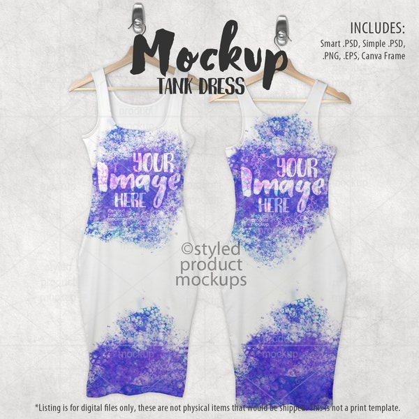 Dye sublimation tank dress Mockup | Add your own image and background