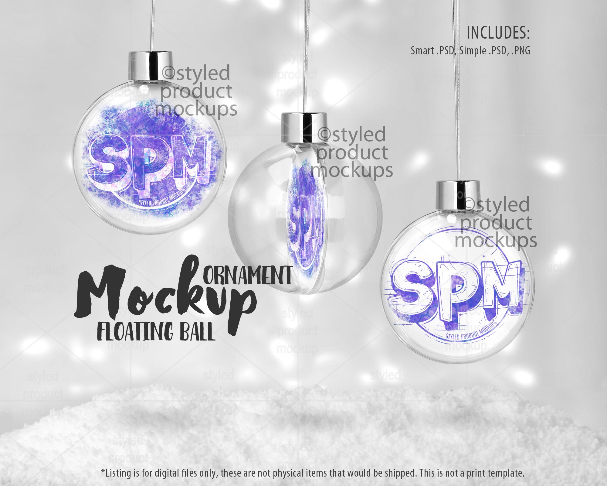 Double sided round floating ball ornament mockup | Add your own image and background