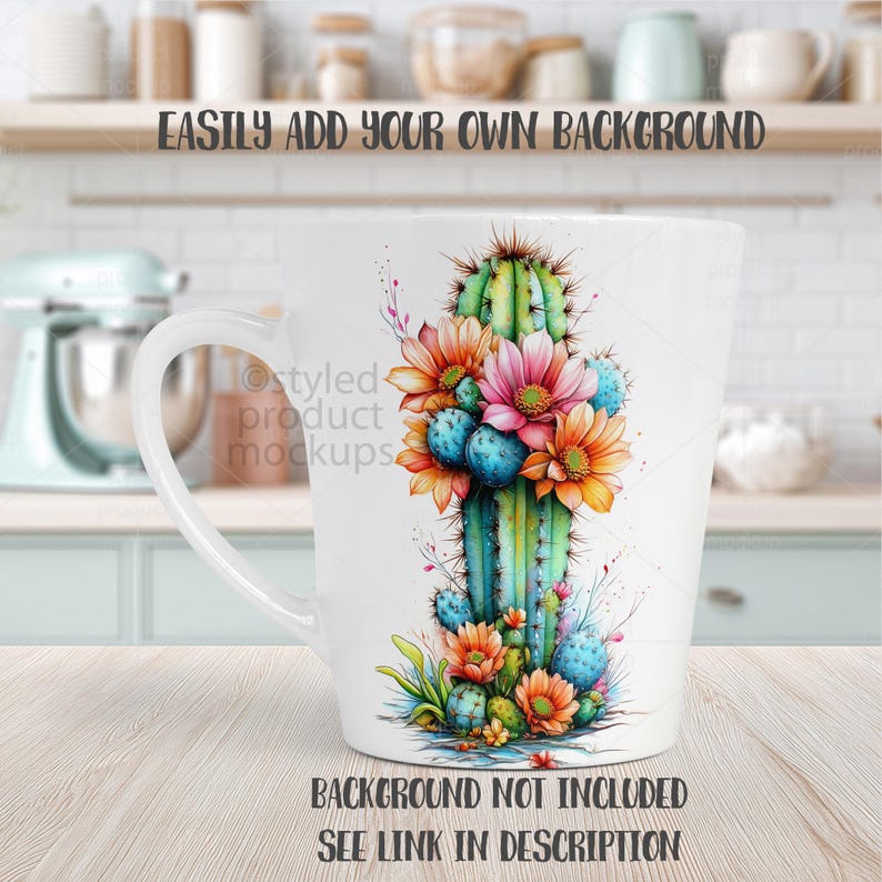 Dye sublimation 12oz Latte Mug Mockup (PSD, Canva, PNG) image 3