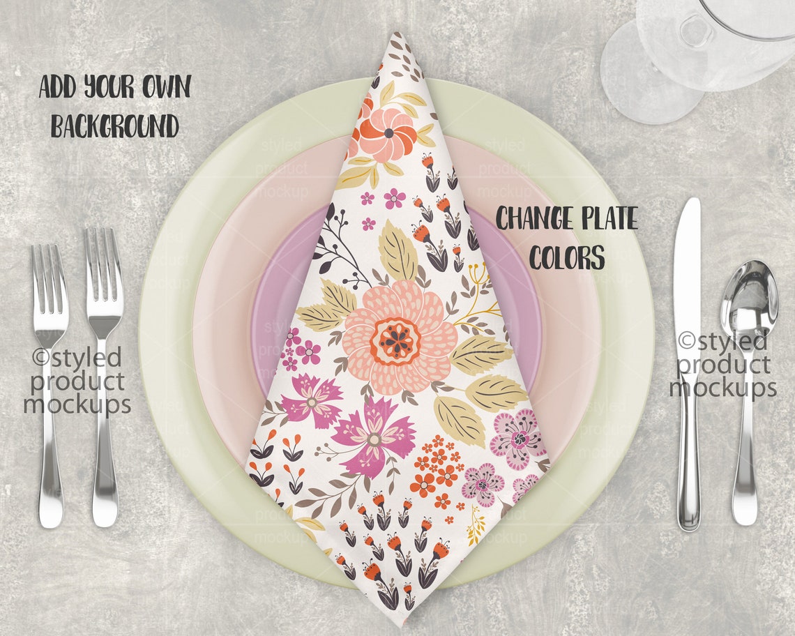 Dye Sublimation Folded Napkin on Place Setting Mockup Add Etsy