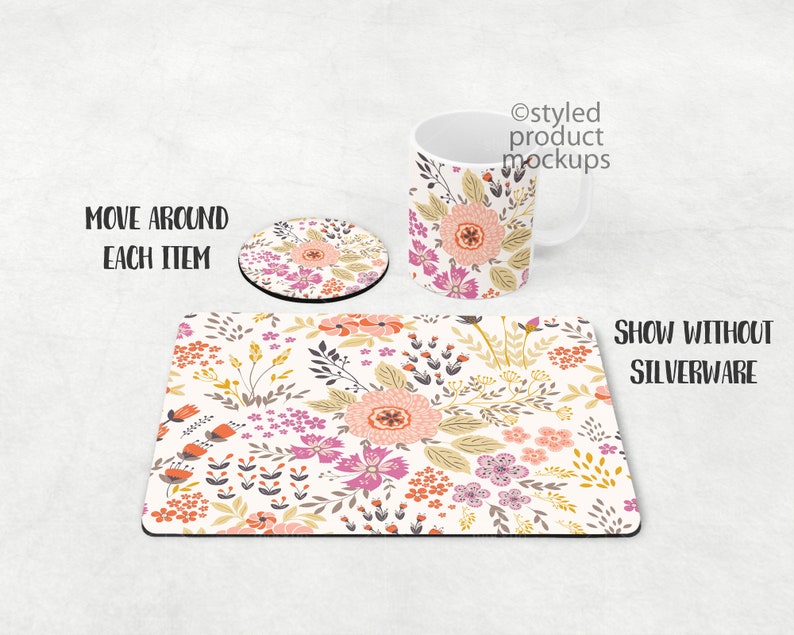 Dye Sublimation Table Set With Placemat Coaster and Mug Etsy