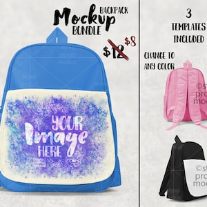Modèle de maquette de sac à dos scolaire pour enfants par sublimation | Ajoutez votre propre image et votre arrière-plan