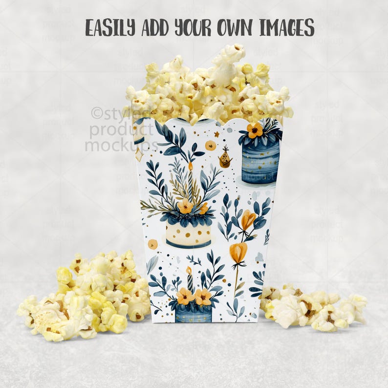 Party Favor Popcorn Box Mockup | PSD Smart Object, PNG, EPS & Canva Frame image 2