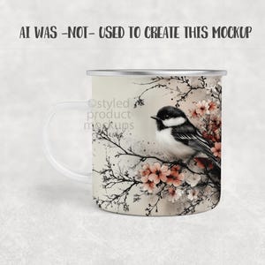 Maqueta de taza de campamento de 11 oz con sublimación de tinta / Agregue su propia imagen y fondo imagen 5