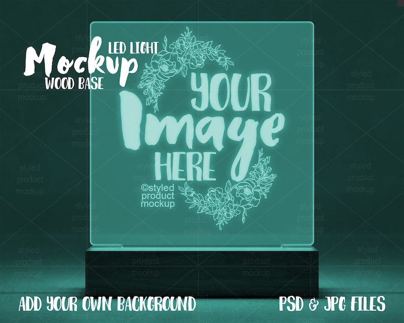 LED Light up Acrylic Image Panel With Rectangle Wood Base Etsy