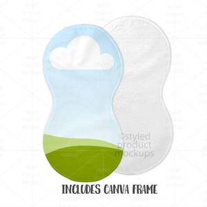 Peanut Shaped Burp Cloth Mockup | PSD, PNG, EPS & Canva | Sublimation Baby Burp Rag image 4