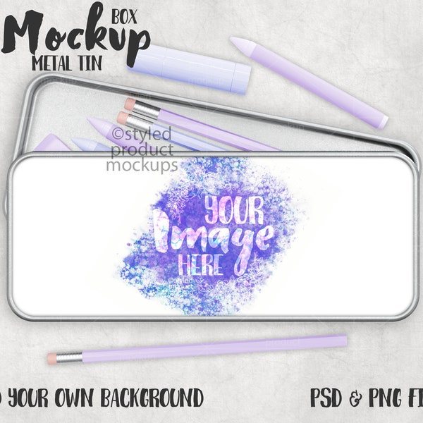 Dye sublimation metal pencil holder tin Mockup | Add your own image and background