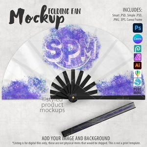Large Fabric Folding Fan Mockup for Dye Sublimation | Add your own image and background | Photoshop Smart Mockup | Canva Frame Mockup