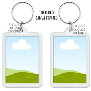 Plastic tray photo keychain Mockup Template Add your own image and background Canva Frame Mockup image 4