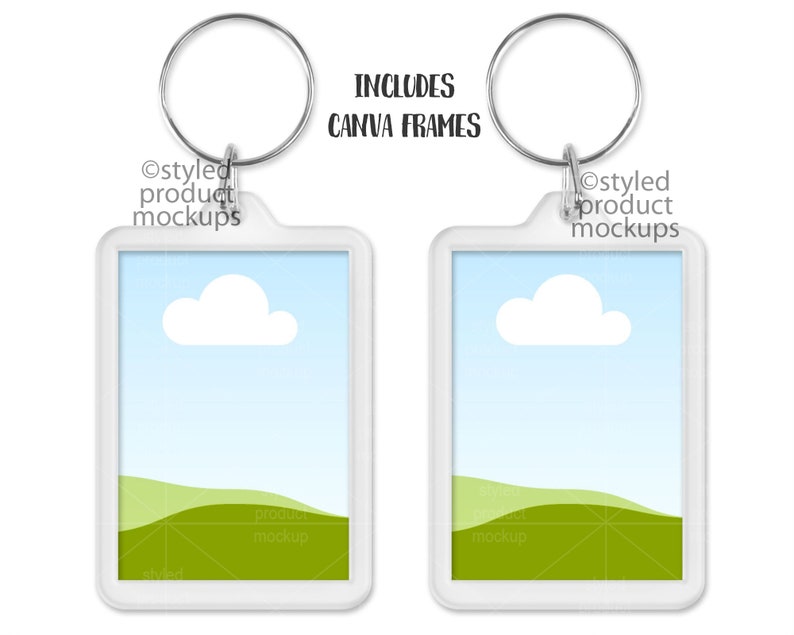 Plastic tray photo keychain Mockup Template Add your own image and background Canva Frame Mockup image 4