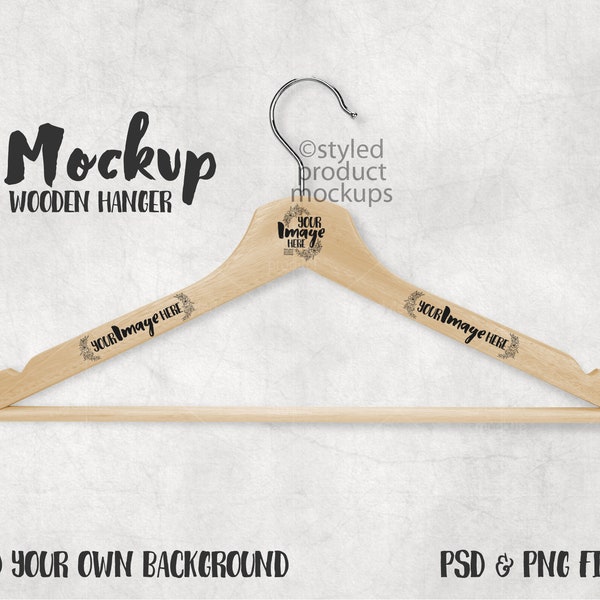 Wooden clothes hanger Mockup | Add your own image and background