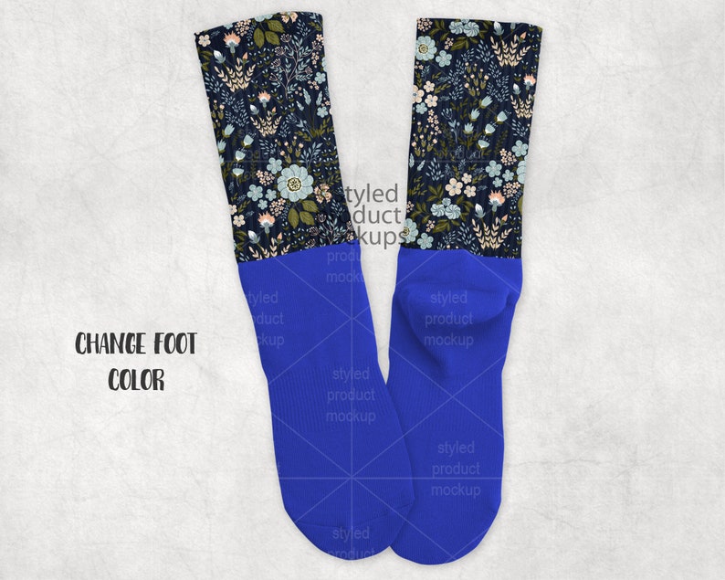 Download Dye sublimation crew sock with color foot mockup Add your ...