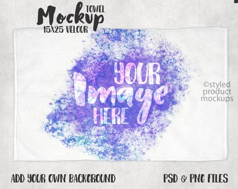 Maqueta de toalla de terciopelo de 15 x 25 para sublimación de tinta / Agregue su propia imagen y fondo