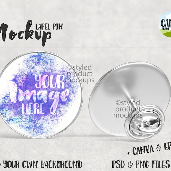 Dye sublimation lapel pin tie tac Mockup | Add your own image and background | canva frame mockup
