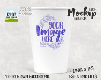 Papier Partybecher Mockup | Fügen Sie Ihr eigenes Bild und Hintergrund hinzu