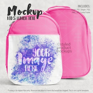 Maquette de sac à lunch pour enfant par sublimation | Ajoutez votre propre image et votre arrière-plan