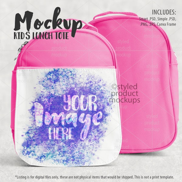 Dye sublimation kid’s lunch bag mockup | Add your own image and background