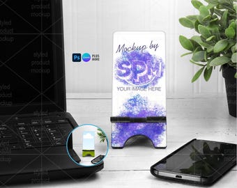 Maquette de scène de style de vie de support de téléphone portable de sublimation de colorant | Ajoutez votre propre image