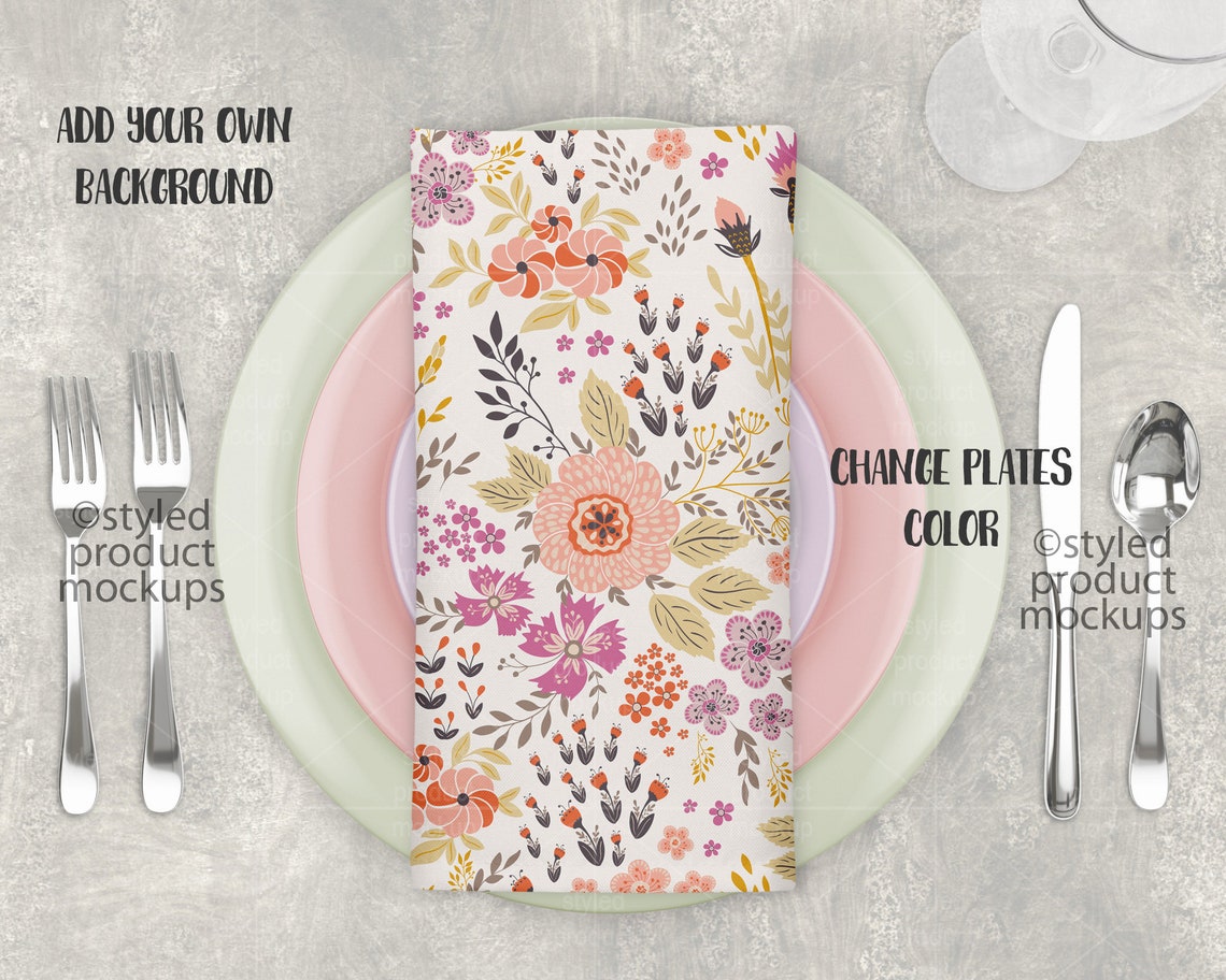 Dye Sublimation Folded Napkin on Place Setting Mockup Add Etsy
