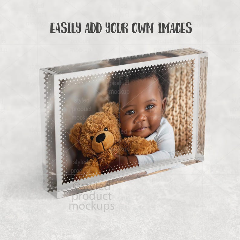 Mockup av kristallfotoblock 4x6 | Sublimering PSD | Glasfotoram bild 2