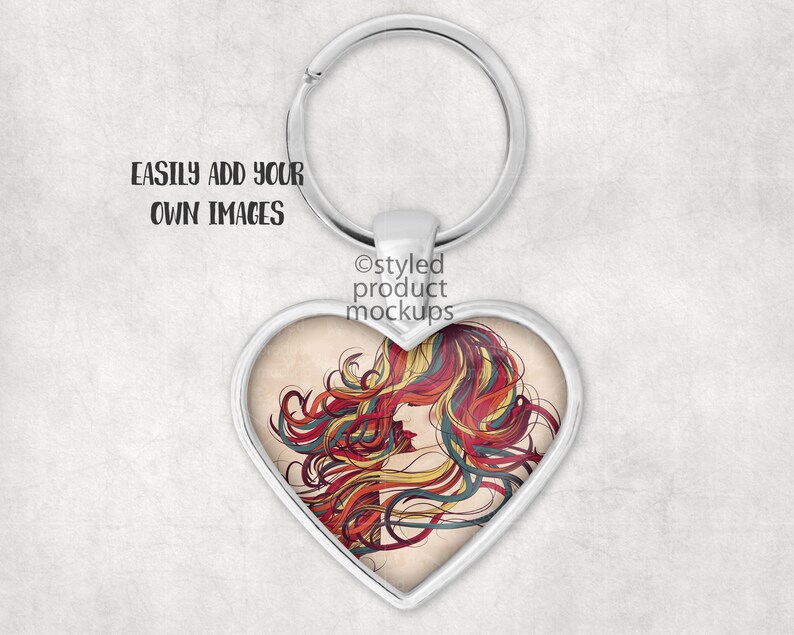 Download Metal heart shaped keychain mockup Add your own image and ...