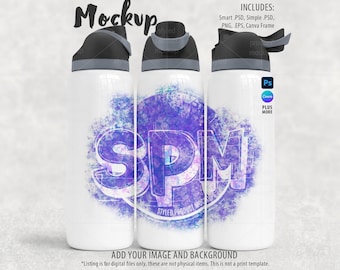 Dye Sublimation 40 Unzen Wasserflasche Mockup (Photoshop, Canva, PNG)