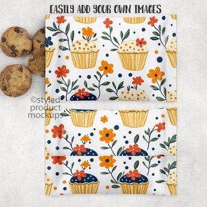 Chocolate chip mini cookie wrapper party favor Mockup | Add your own image and background | Canva frame mockup image 2