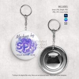 Button Flaschenöffner Mockup mit Vorder- und Rückansicht