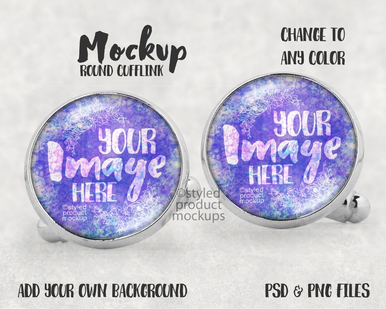 Download Glass Cabochon Style Round Cufflink Mockup Add Your Own Image And Background Art Collectibles Photography Kromasol Com
