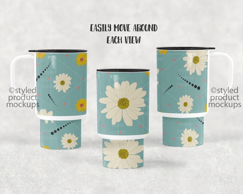 Download White 15 oz sublimation travel mug template mockup with full | Etsy