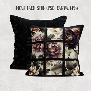 9 Panel Pillow Mockup | Dye Sublimation Pillow Mockup | Smart PSD, Canva Frame, Transparent PNG image 9