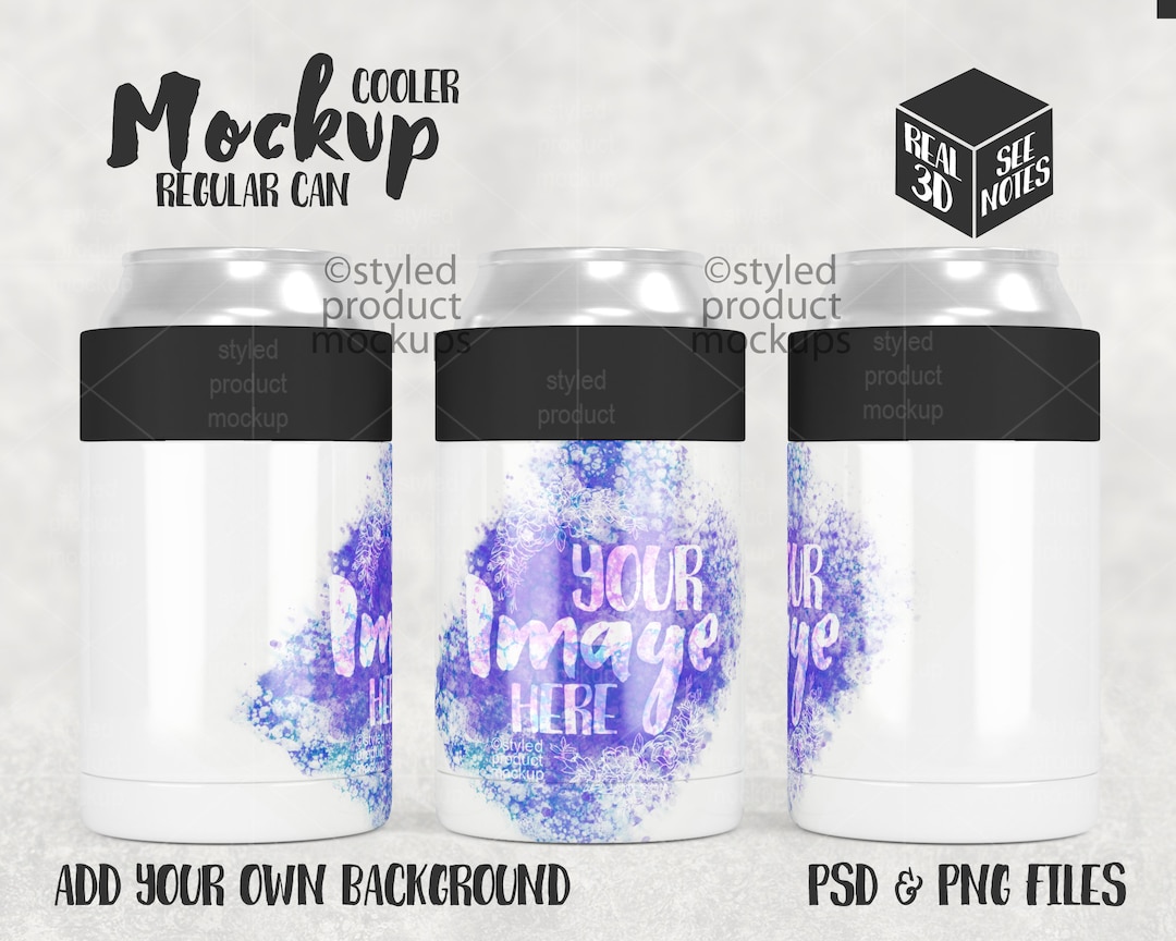 16oz Can Cooler Mockup Full Wrap, Photoshop Mockup, Change Background,  Colors, Shadow. 4 in 1 Can Cooler, 5 in 1 DIGITAL DOWNLOAD 