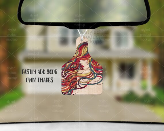 Download Dye Sublimation Cow Tag Shaped Car Air Freshener Mockup Add Etsy PSD Mockup Templates