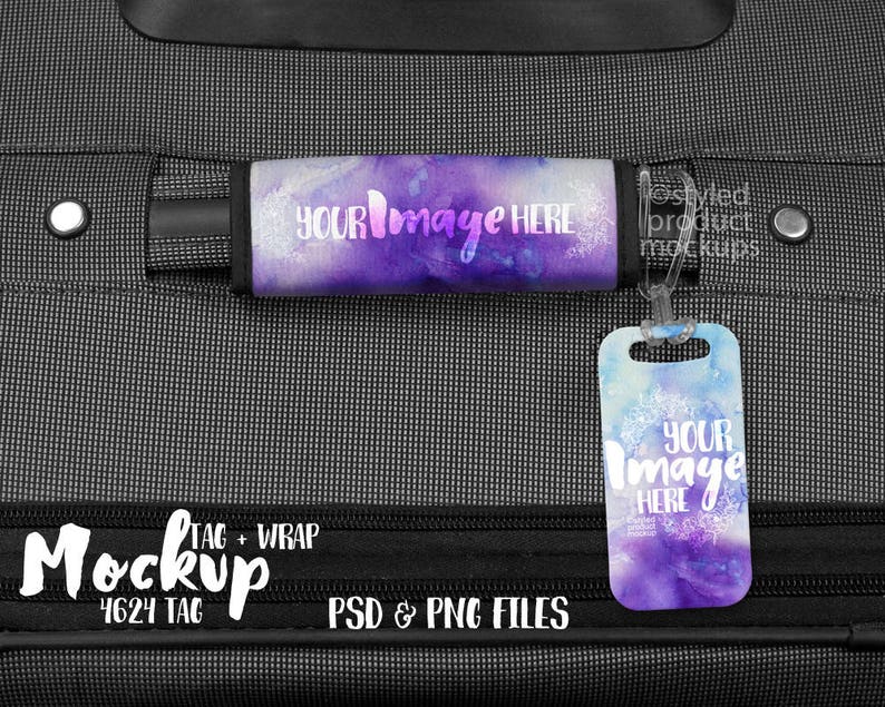 Download Sublimation rectangle luggage tag and wrap mockup template ...