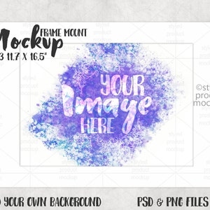 A3 Sized (16.5 x 11.7 inch) print with 4 inch border mount frame Mockup | Add your own image and background
