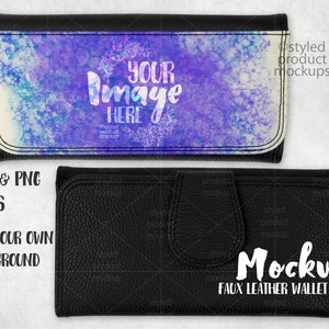 Dye Sublimation Kunstleder Brieftasche Mockup | Fügen Sie Ihr eigenes Bild und Hintergrund hinzu