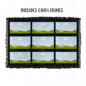 9 Panel Woven Blanket Mockup | Dye Sublimation Fringe Throw Blanket | PSD, Canva, PNG, EPS image 4