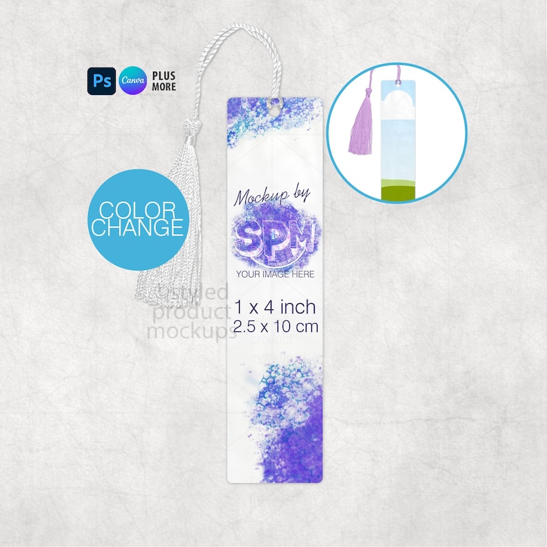 1x4 Bookmark Mockup with tassel | PSD Smart Object, PNG, EPS & Canva Frame image 1